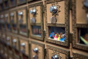 A closer look at the wall of mail boxes